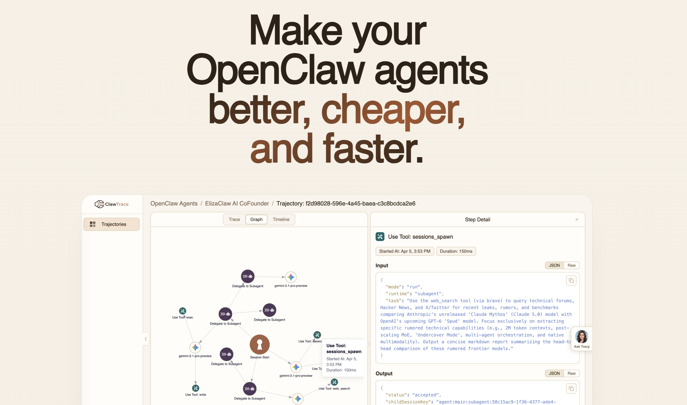 ClawTrace Landing Dashboard